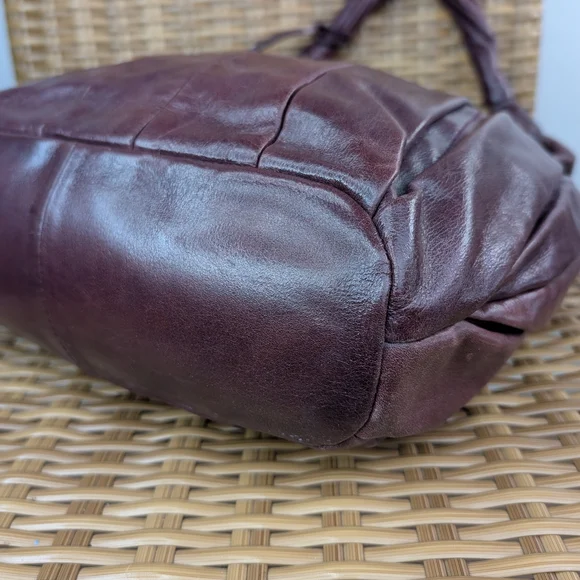 Donald J Pliner Purple Burgundy Soft Leather Hobo Shoulder Bag Purse - Picture 8 of 13